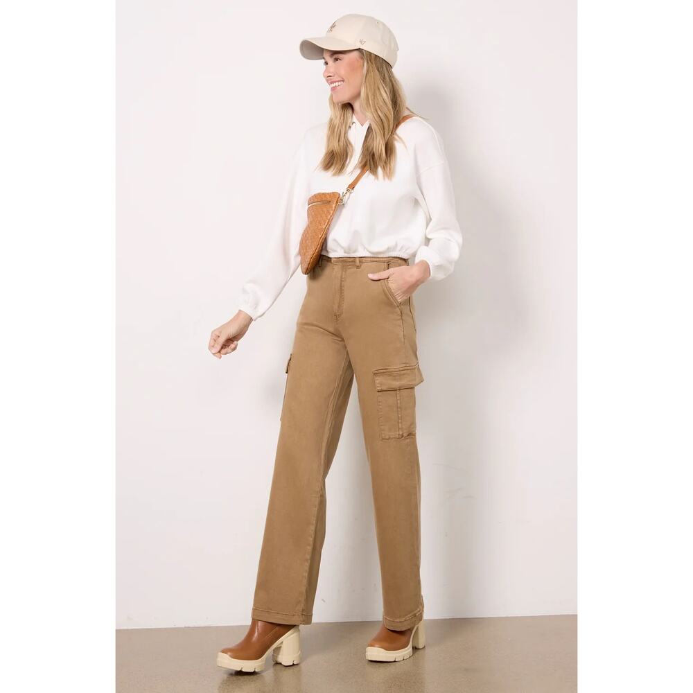 Kut From The Kloth 12 Miller Wide Leg Pants Camel Cargo High Rise